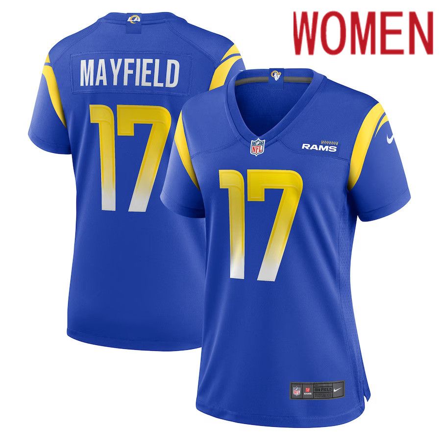 Women Los Angeles Rams 17 Baker Mayfield Nike Royal Game Player NFL Jersey